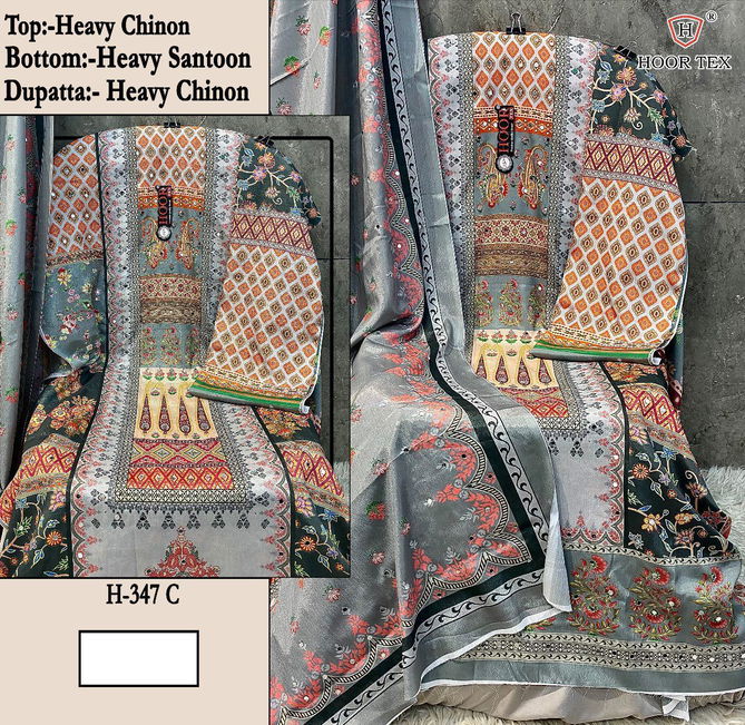 Hoor Tex H 347 Chinon Printed Wear Pakistani Salwar Suit Wholesale Price In Surat